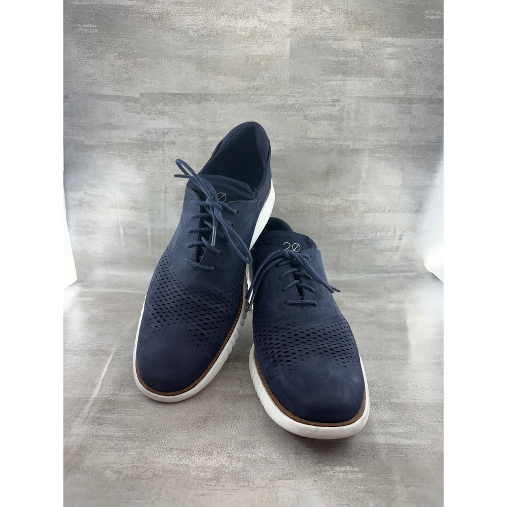 Cole Haan Zerogrand Wingtip Oxford Men Sz 12M Navy Blue Nubuck Shoes C23806